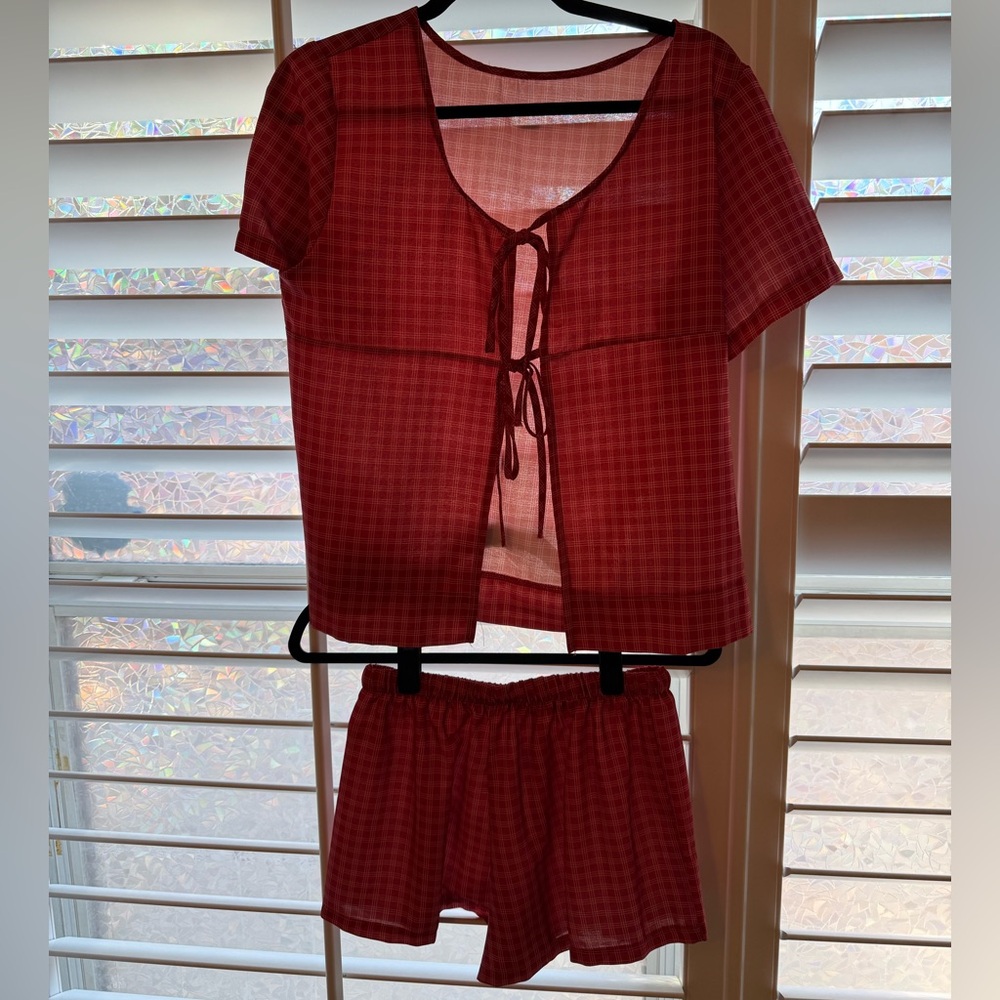 Red Plaid Two-Piece Set